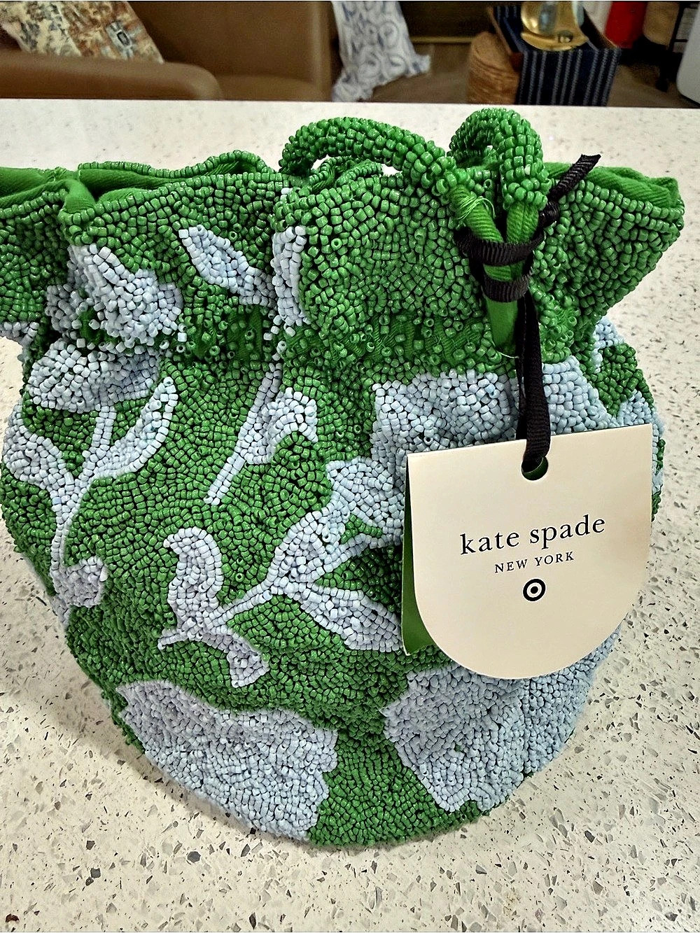 kate spade new york x Target Beaded Classic Rose Drawstring Bucket Bag Beaded